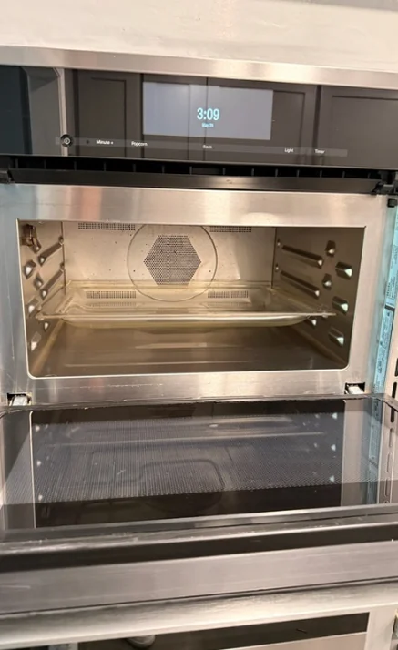 After: Oven interior before and after cleaning