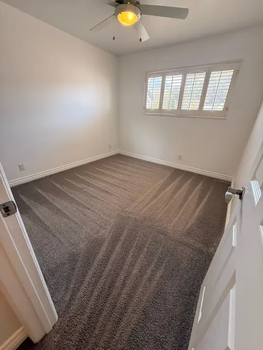 Cleaned carpet seen from a bedroom doorway