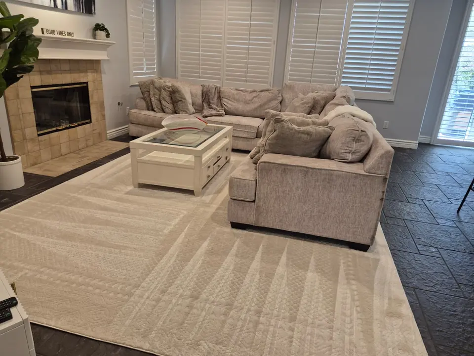 Cleaned area rug in a living room